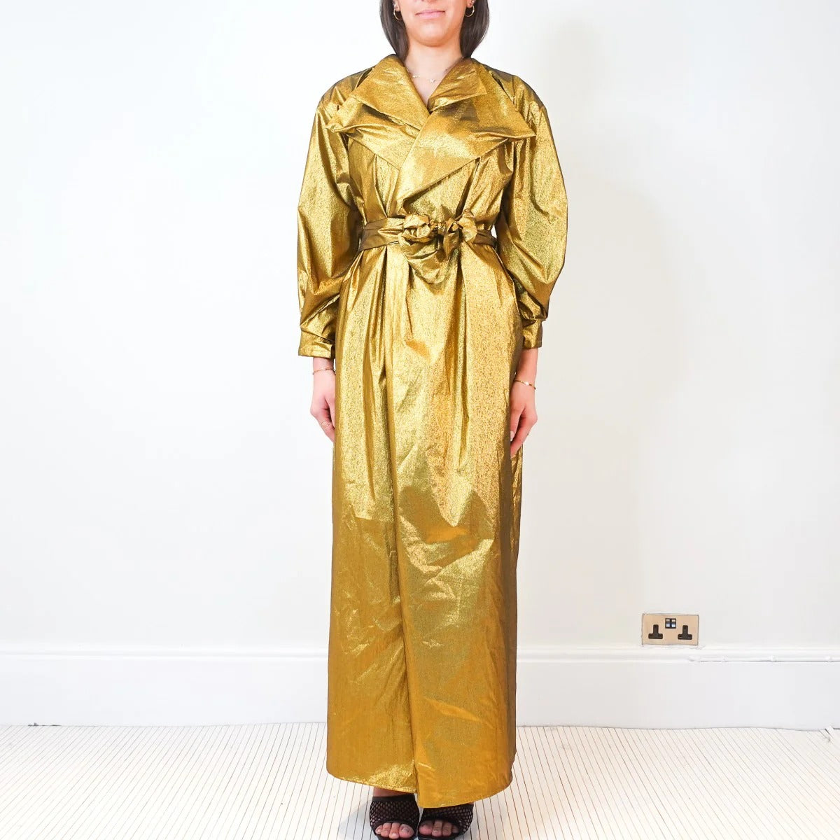 Gold pleated maxi dress