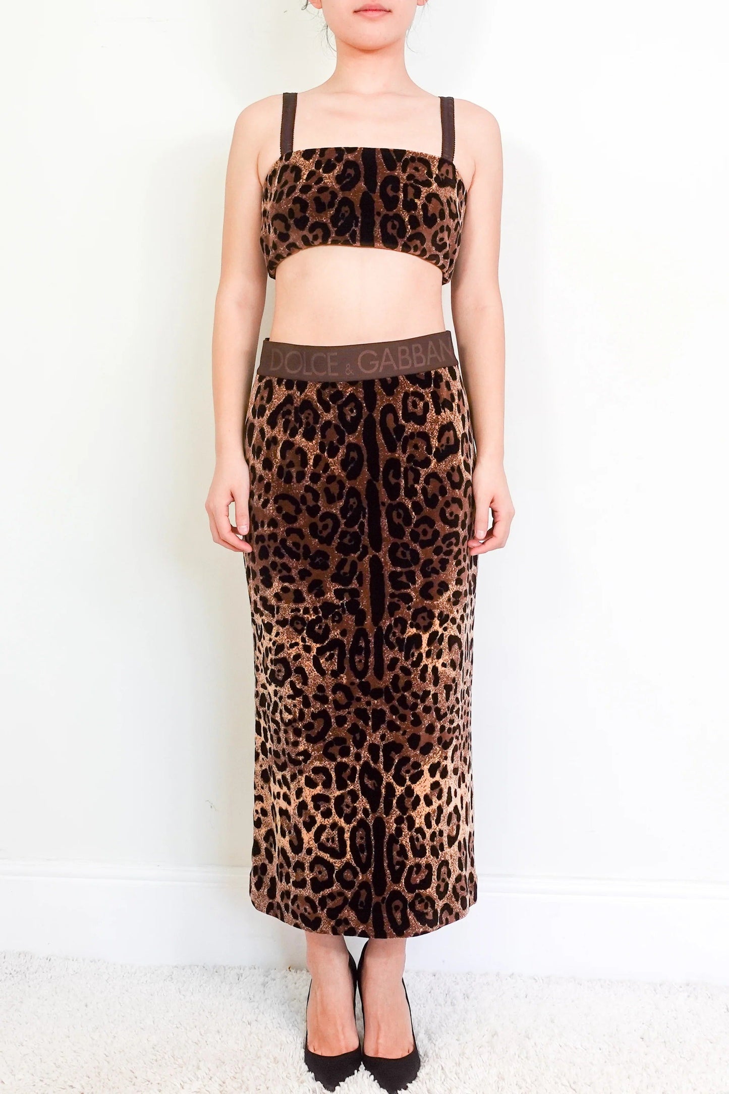 leopard print skirt and top