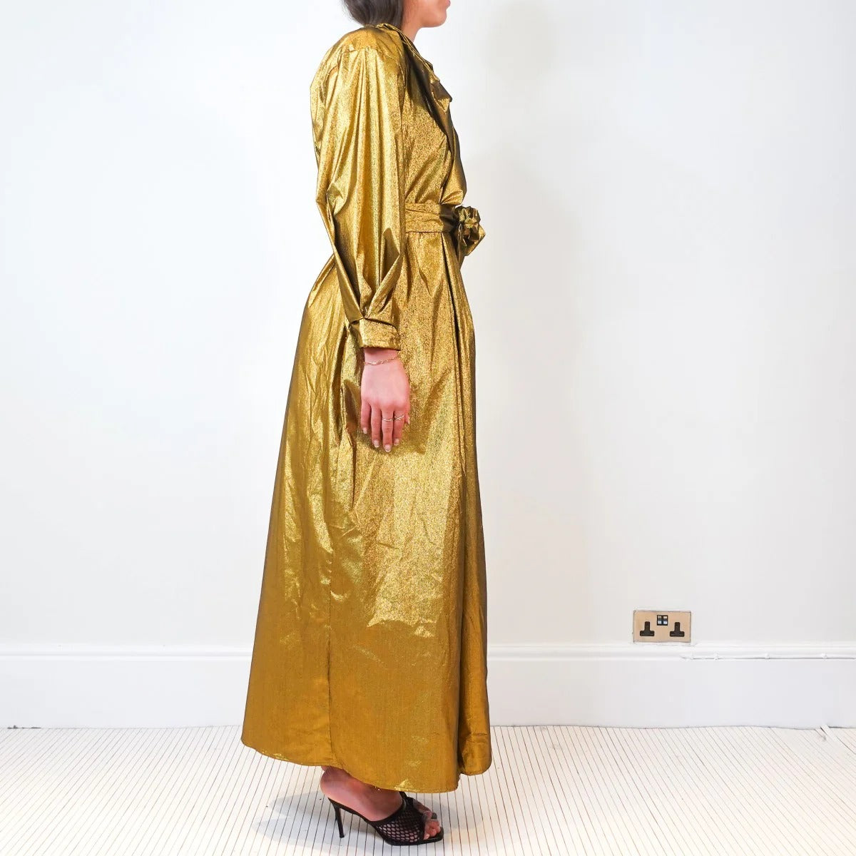 Gold pleated maxi dress