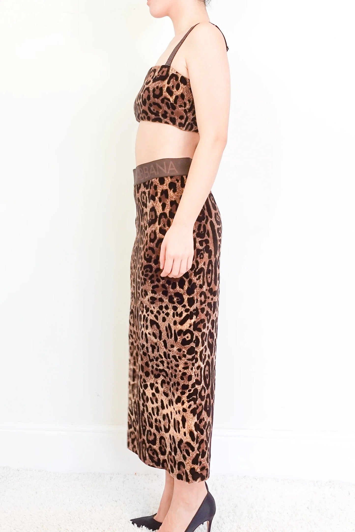 leopard print skirt and top