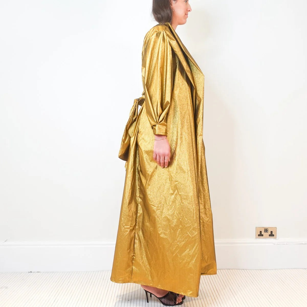 Gold pleated maxi dress