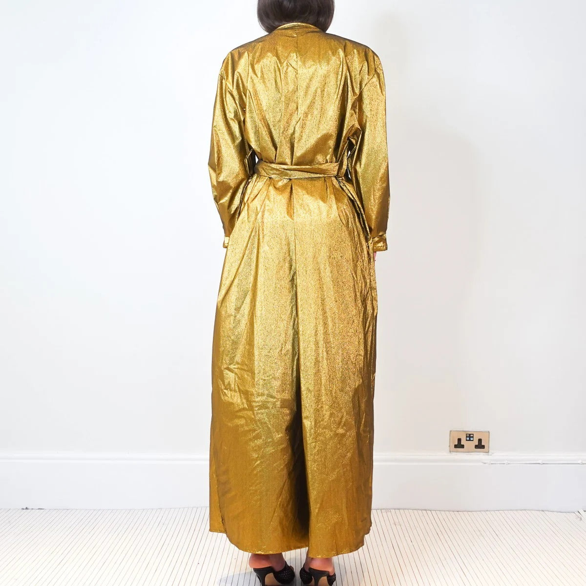 Gold pleated maxi dress
